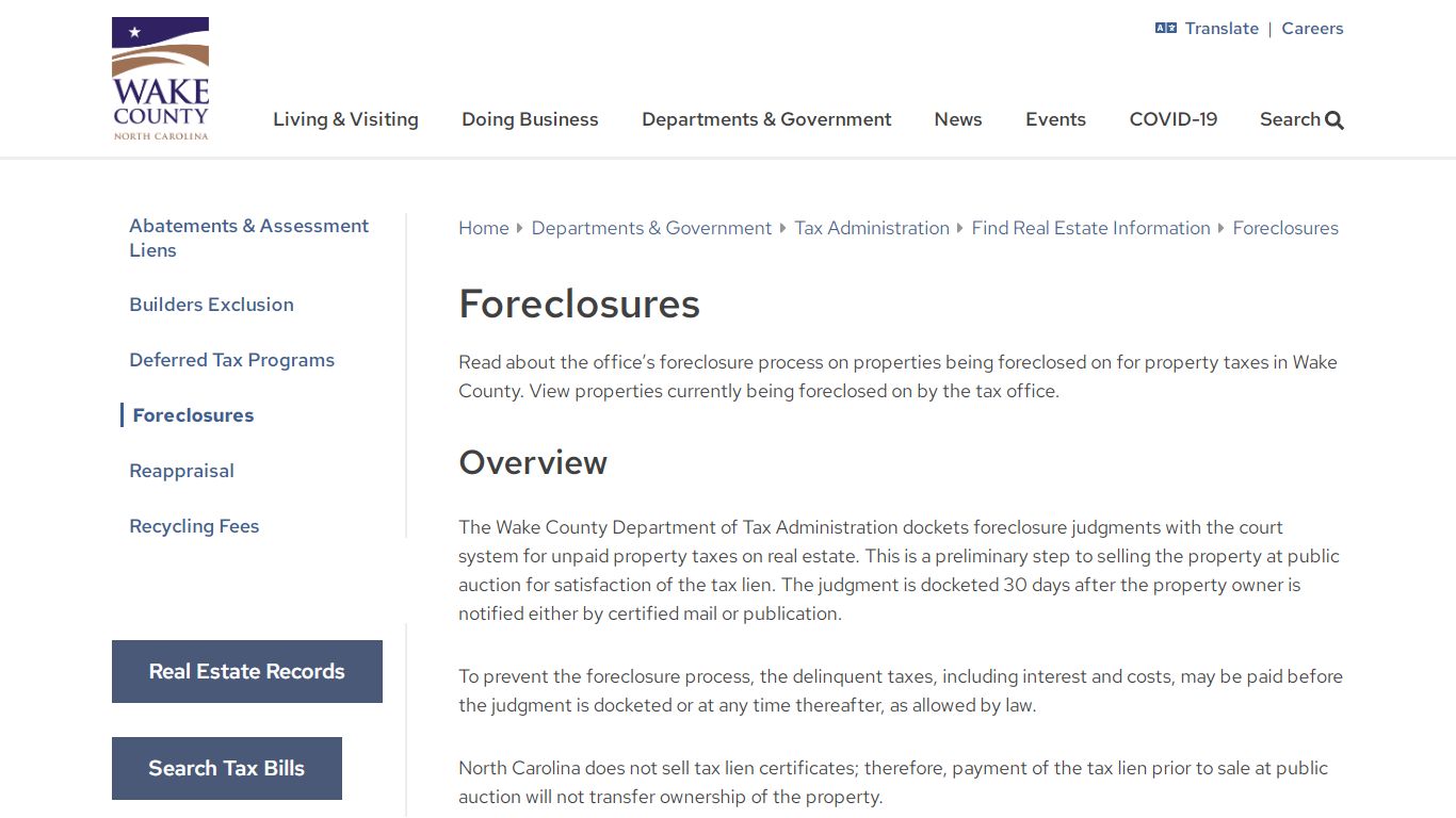 Foreclosures | Wake County Government